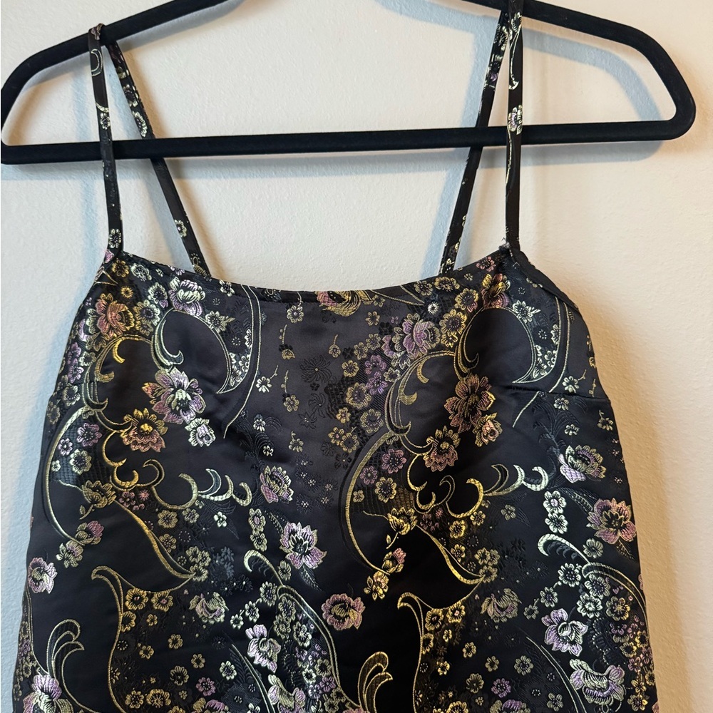 Brandy Melville Floral Black Satin Mini Dress - Picture 5 of 5